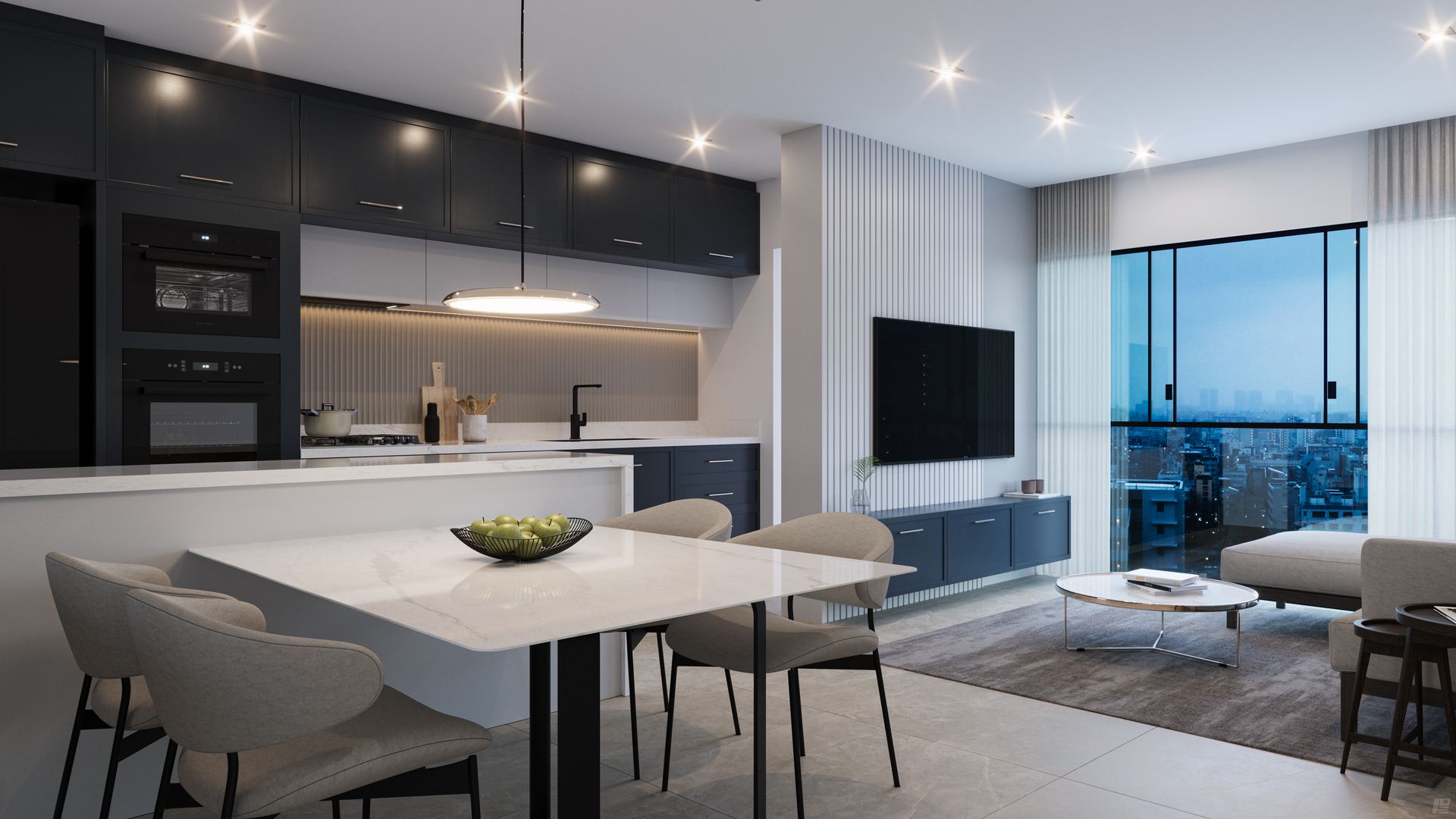Sala com cozinha americana